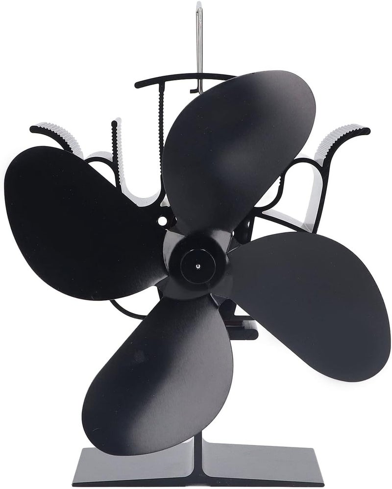 woobles Fireplace Stove Fan, 4 Blades Quiet High Temperature Resistant Heat Powered Stove Fan, Fireplace Fan for Wood/Log Burner - Image 1